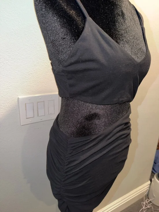 Superdown Revolve Black Cutout Ruched Mini Dress - Picture 4 of 7